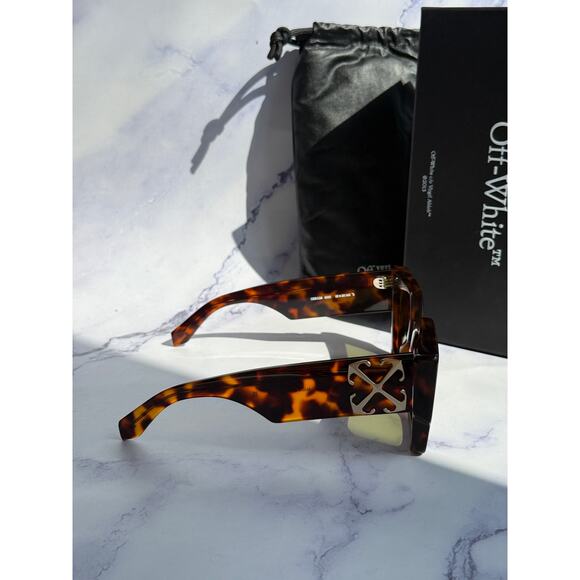 NEW Off White Catalina Brown Square Unisex Sunglasses - Picture 3 of 5